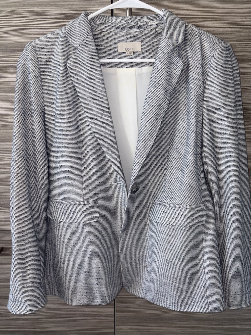 LOFT Light Gray Textured Knit Blazer